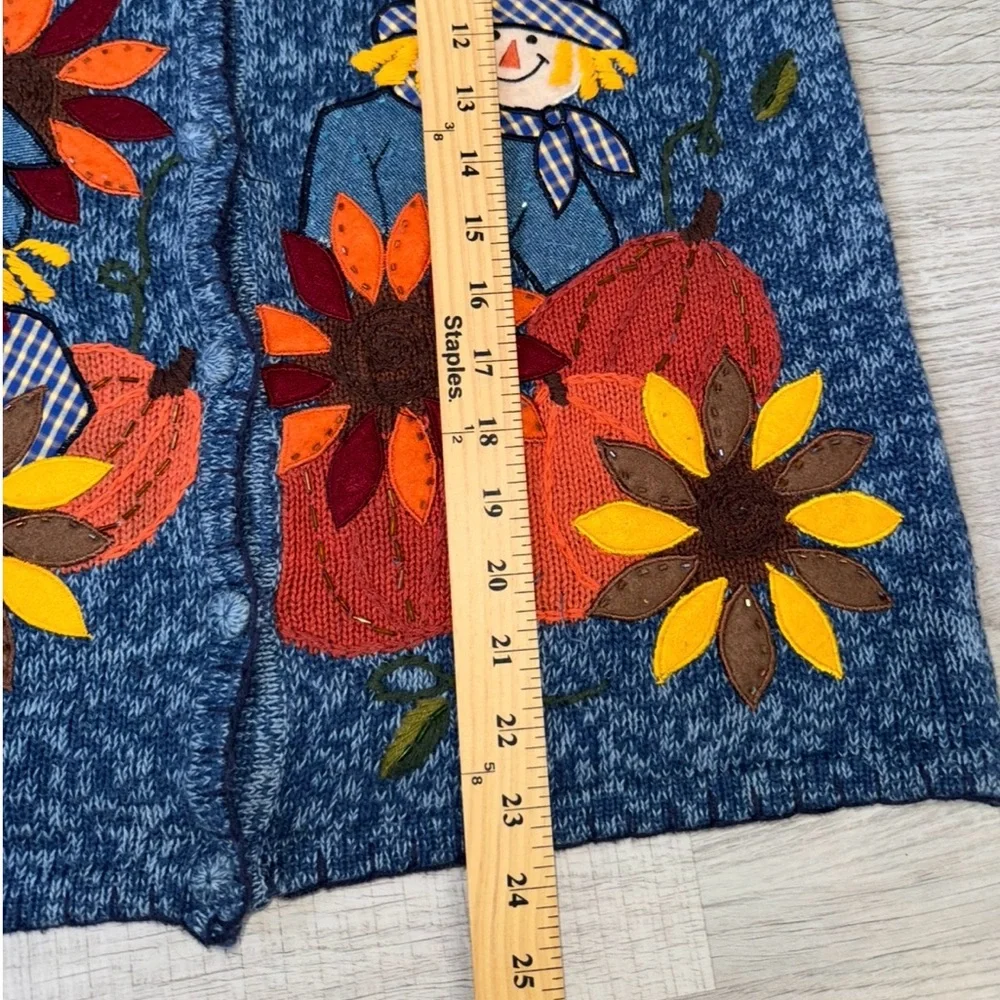 Bobbie Brooks Pumpkin Patch Scarecrow Embroidered Sweater Vest‎ Women’s M